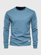 Men's long sleeve crew neck sweatshirt with ribbed cuffs and hem
