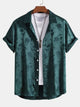 Men's floral short sleeve shirt with point collar and button front