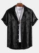 Men's floral short sleeve shirt with point collar and button front