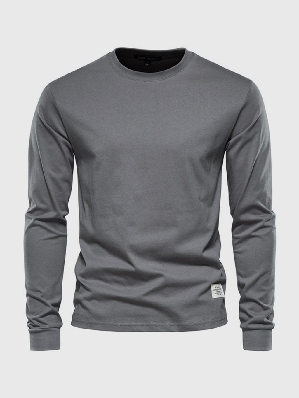 Men's long sleeve crew neck sweatshirt with ribbed cuffs and hem