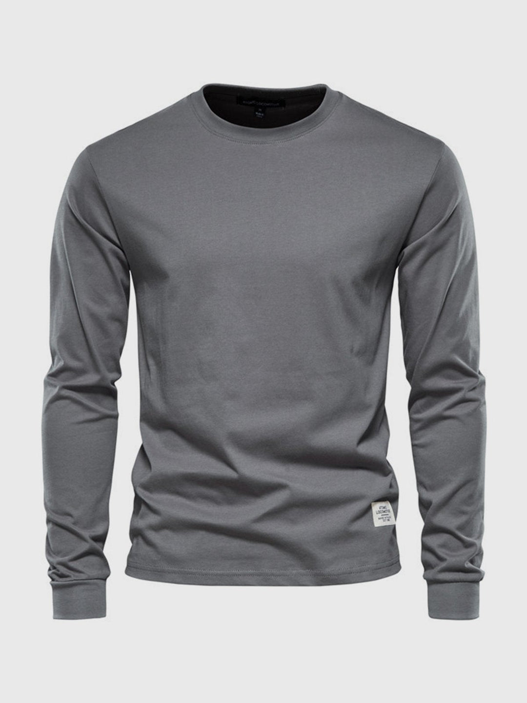 Men's long sleeve crew neck sweatshirt with ribbed cuffs and hem