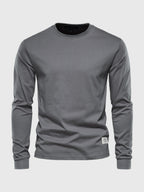 Men's long sleeve crew neck sweatshirt with ribbed cuffs and hem