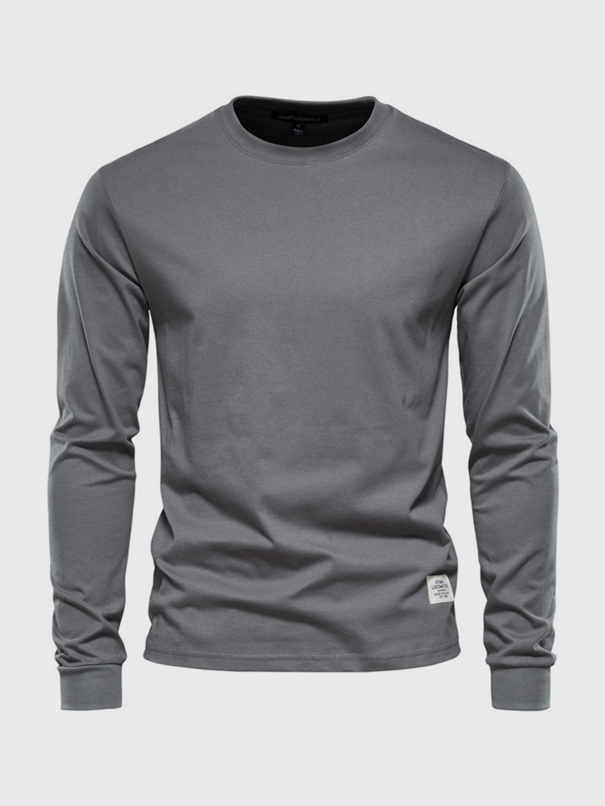Men's long sleeve crew neck sweatshirt with ribbed cuffs and hem
