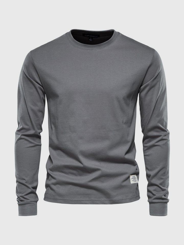 Men's long sleeve crew neck sweatshirt with ribbed cuffs and hem