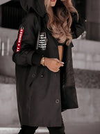 Women's oversized hooded windbreaker jacket with front pockets