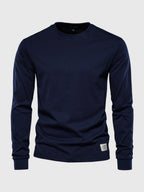 Men's long sleeve crew neck sweatshirt with ribbed cuffs and hem