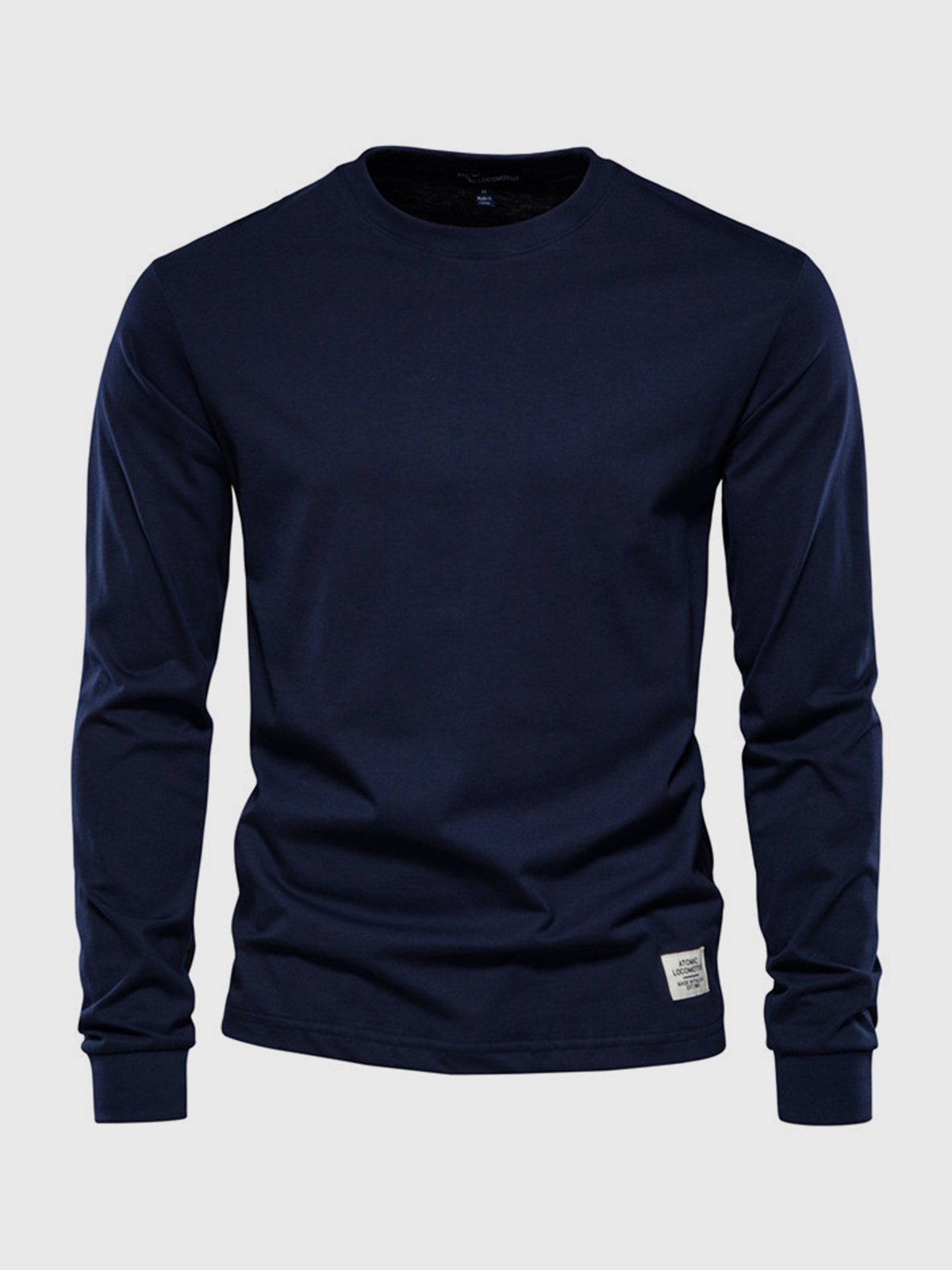 Men's long sleeve crew neck sweatshirt with ribbed cuffs and hem