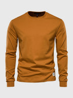 Men's long sleeve crew neck sweatshirt with ribbed cuffs and hem