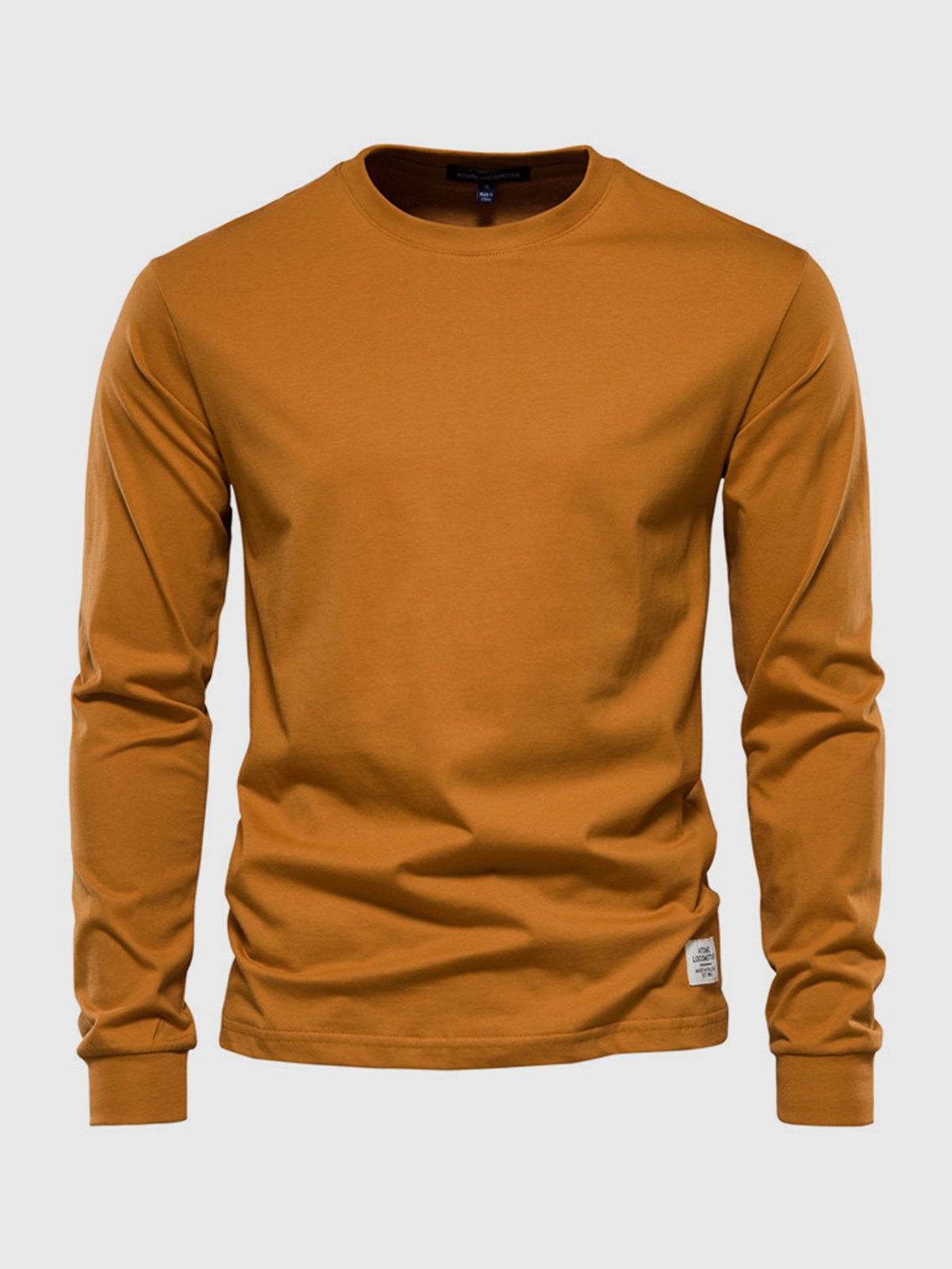 Men's long sleeve crew neck sweatshirt with ribbed cuffs and hem
