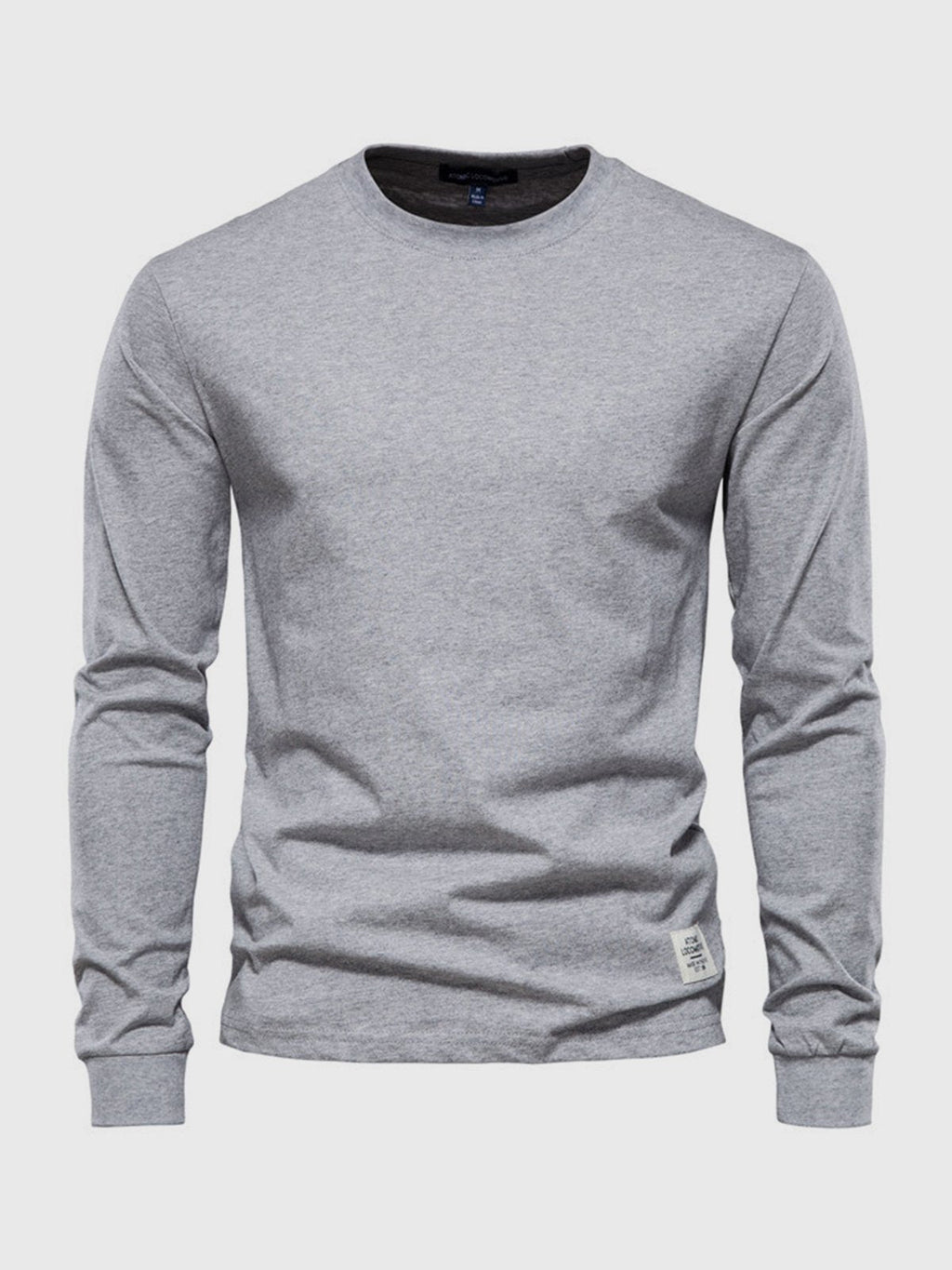 Men's long sleeve crew neck sweatshirt with ribbed cuffs and hem