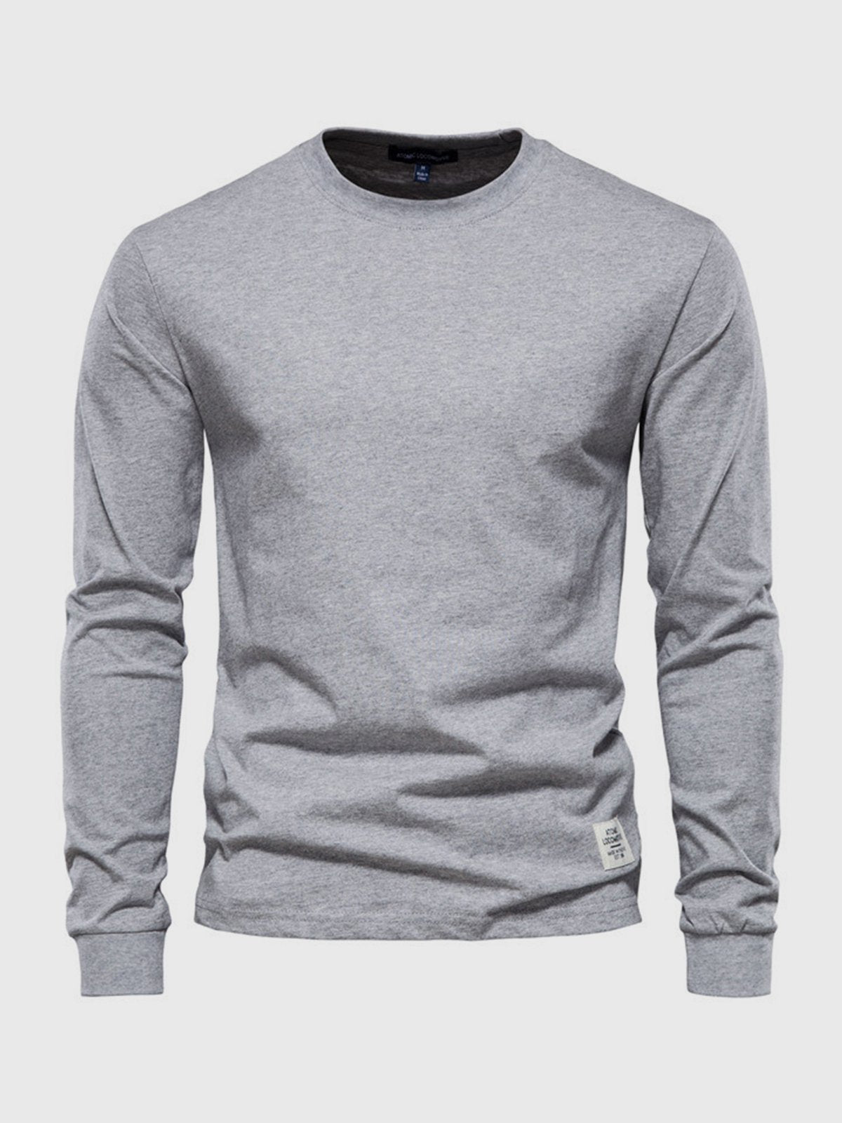 Men's long sleeve crew neck sweatshirt with ribbed cuffs and hem