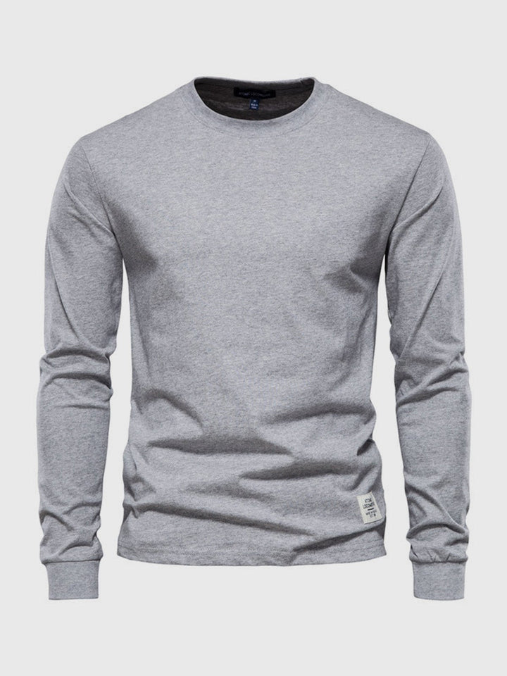 Men's long sleeve crew neck sweatshirt with ribbed cuffs and hem