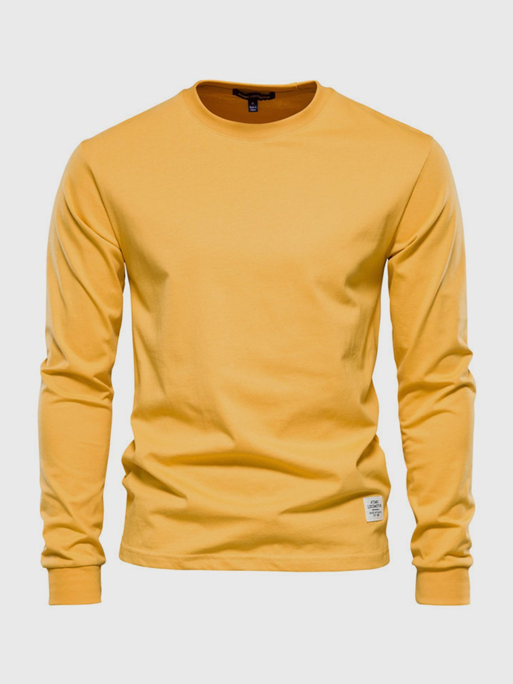 Men's long sleeve crew neck sweatshirt with ribbed cuffs and hem