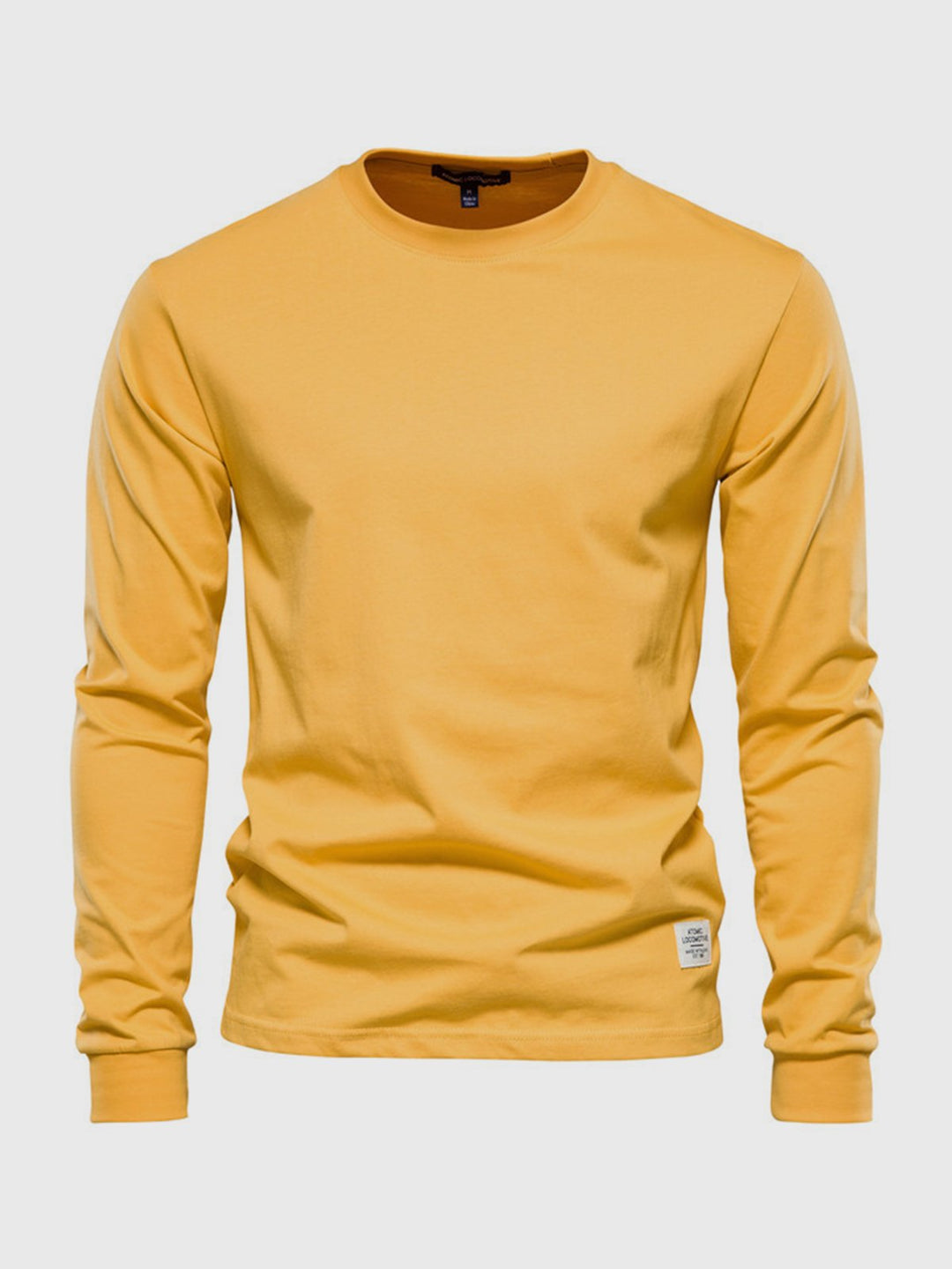 Men's long sleeve crew neck sweatshirt with ribbed cuffs and hem