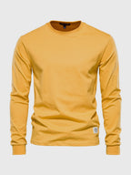 Men's long sleeve crew neck sweatshirt with ribbed cuffs and hem