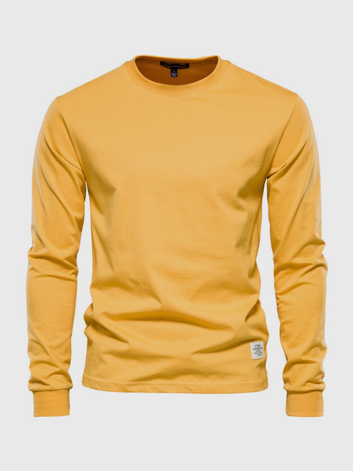 Men's long sleeve crew neck sweatshirt with ribbed cuffs and hem