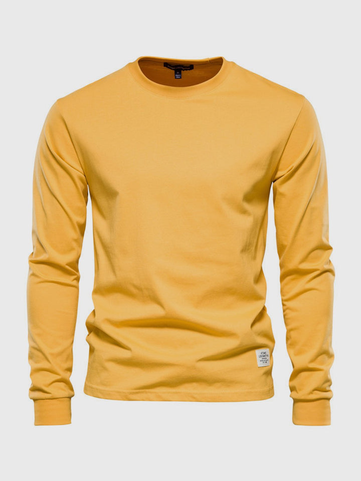 Men's long sleeve crew neck sweatshirt with ribbed cuffs and hem