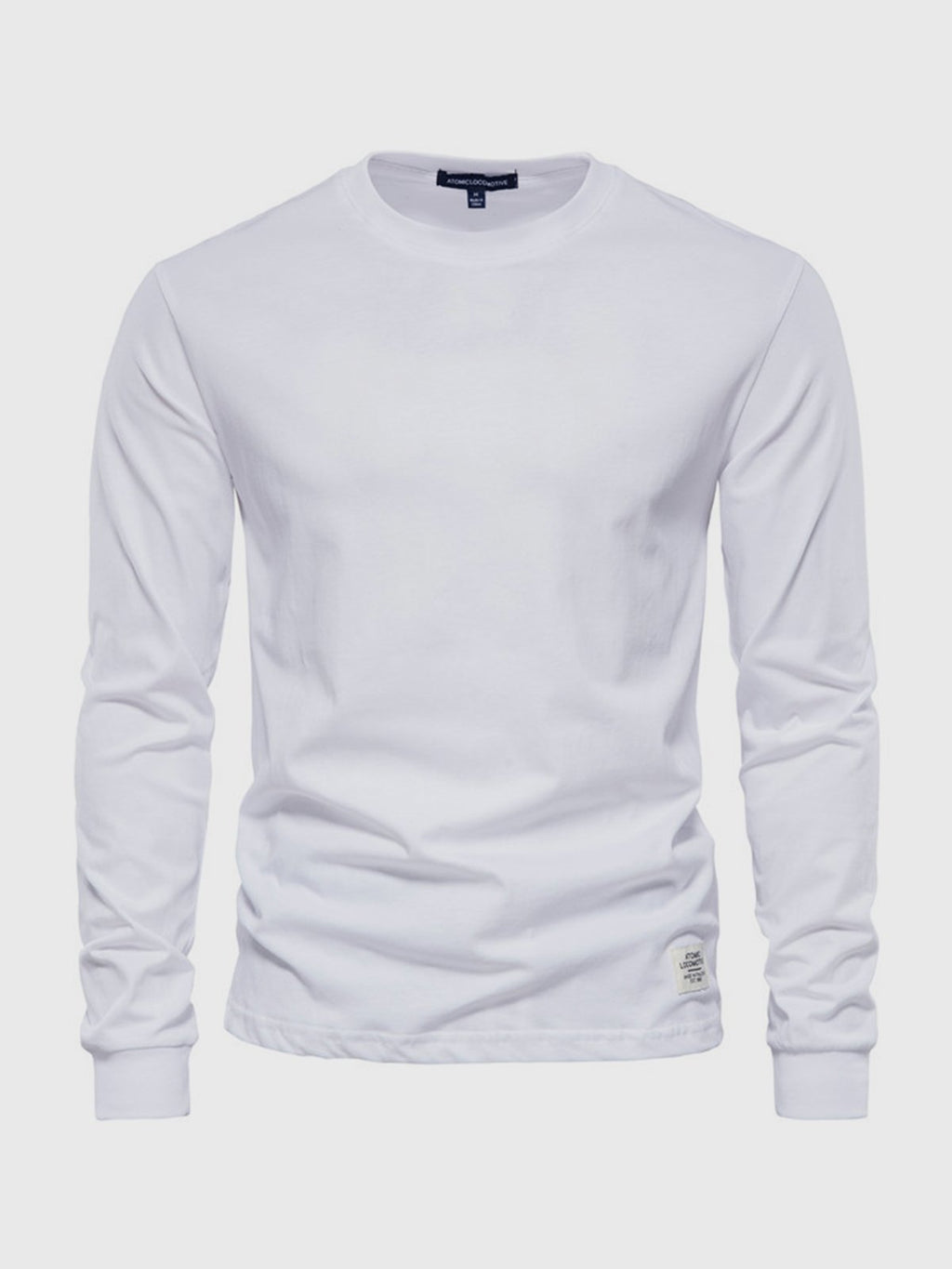 Men's long sleeve crew neck sweatshirt with ribbed cuffs and hem
