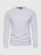 Men's long sleeve crew neck sweatshirt with ribbed cuffs and hem