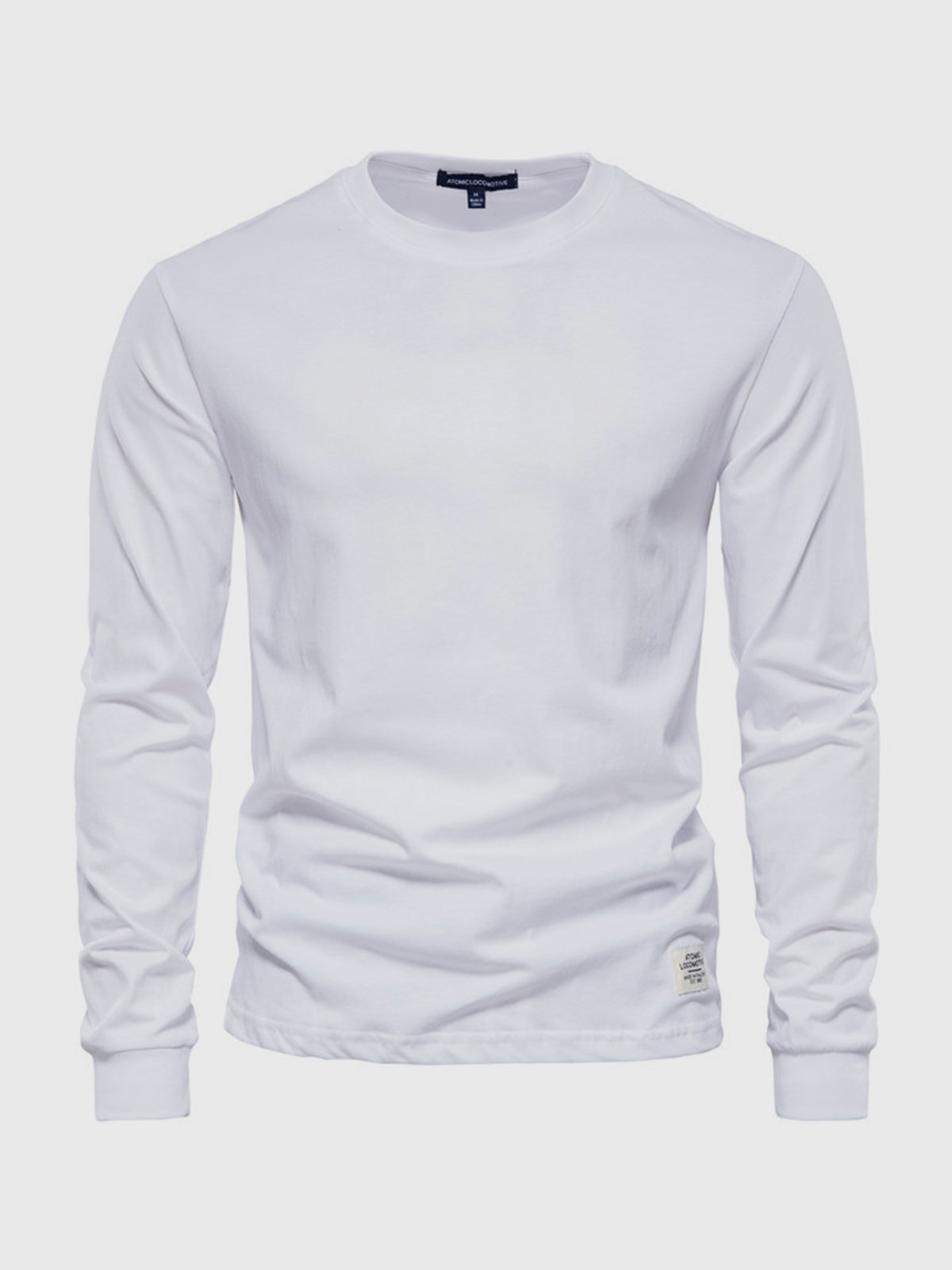 Men's long sleeve crew neck sweatshirt with ribbed cuffs and hem