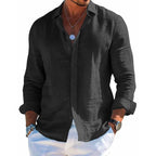 Men's casual button-up shirt with point collar and long sleeves