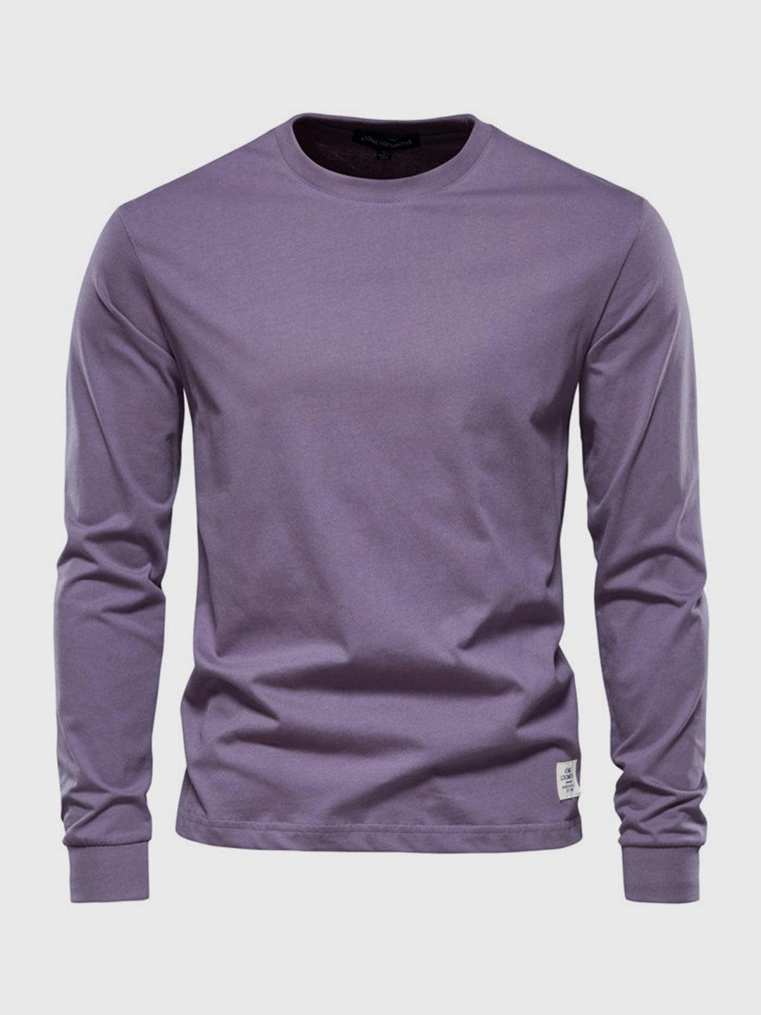 Men's long sleeve crew neck sweatshirt with ribbed cuffs and hem