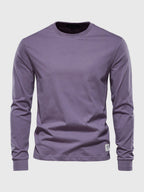 Men's long sleeve crew neck sweatshirt with ribbed cuffs and hem
