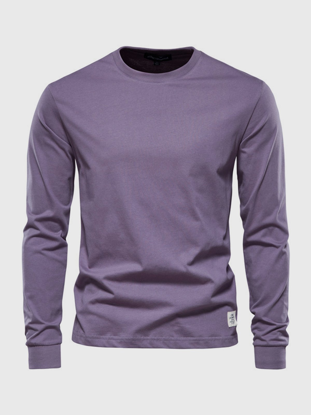 Men's long sleeve crew neck sweatshirt with ribbed cuffs and hem
