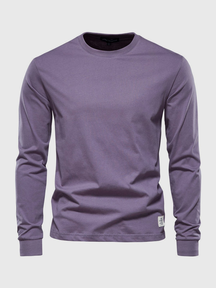 Men's long sleeve crew neck sweatshirt with ribbed cuffs and hem