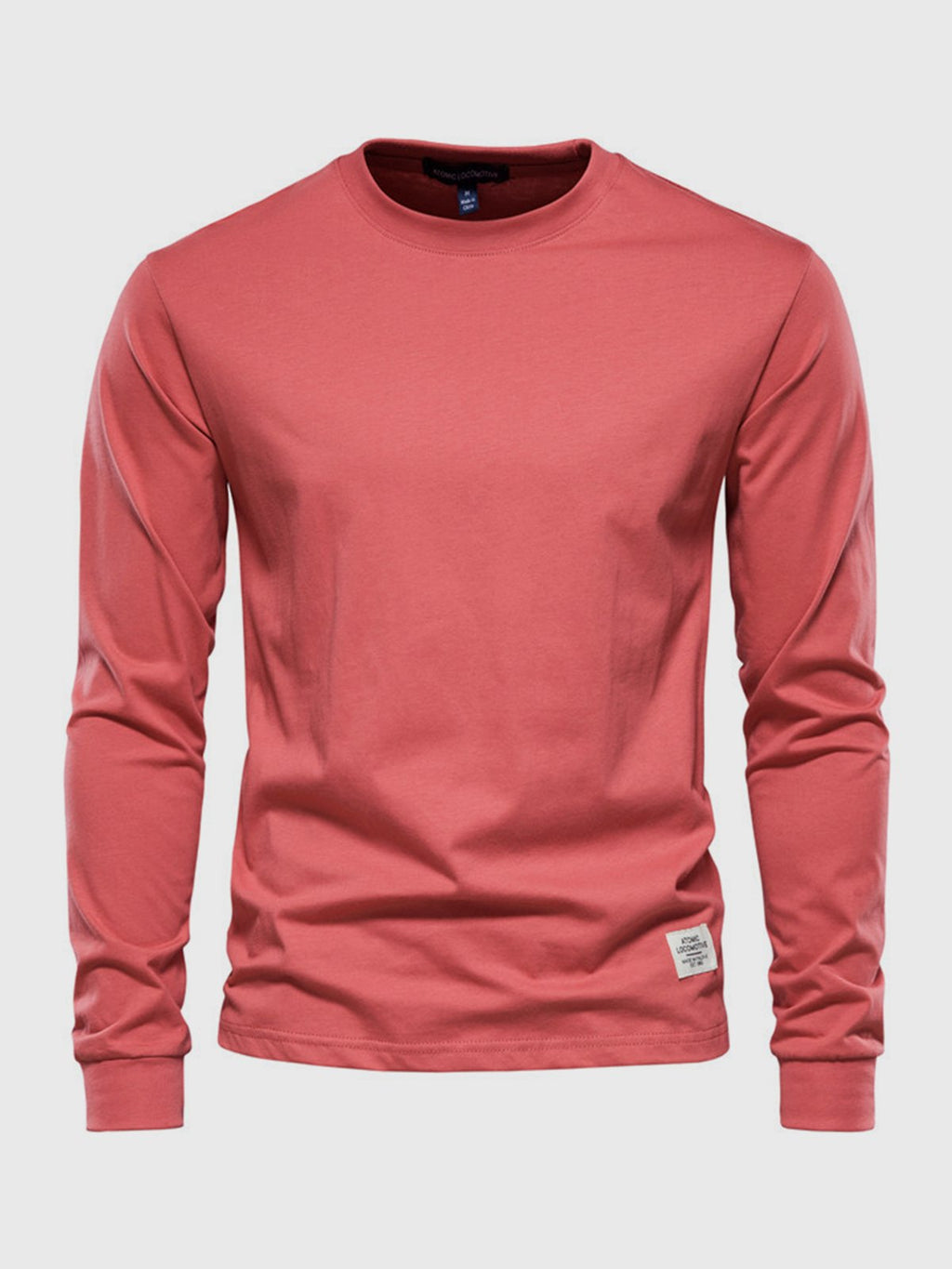 Men's long sleeve crew neck sweatshirt with ribbed cuffs and hem