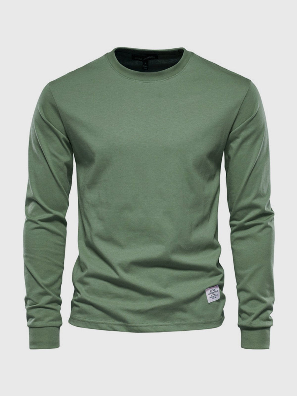 Men's long sleeve crew neck sweatshirt with ribbed cuffs and hem