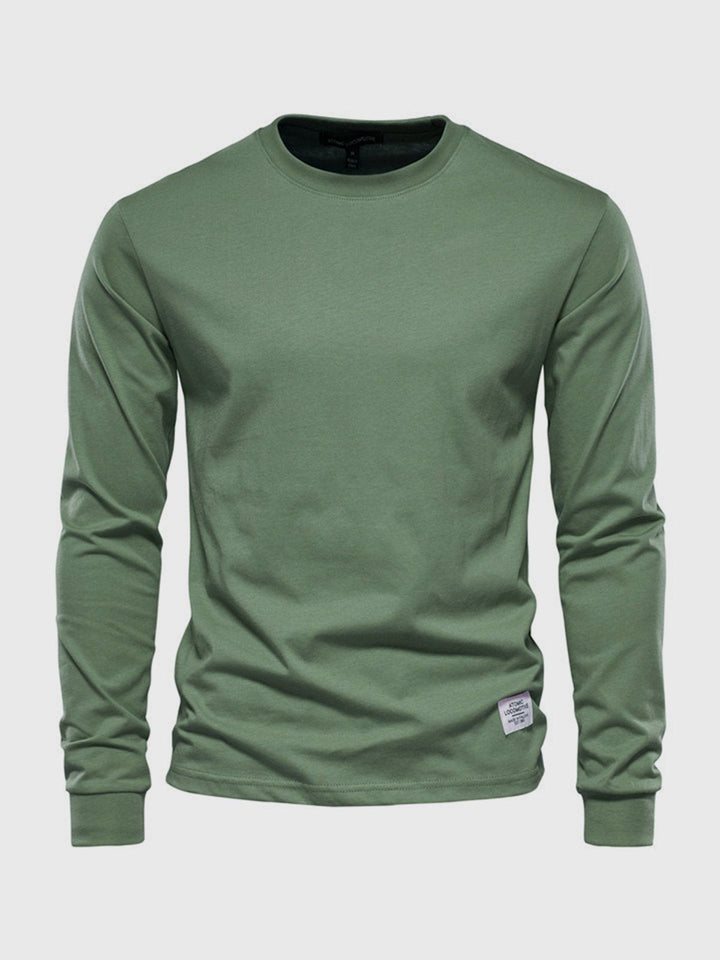 Men's long sleeve crew neck sweatshirt with ribbed cuffs and hem