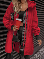 Women's oversized hooded windbreaker jacket with front pockets