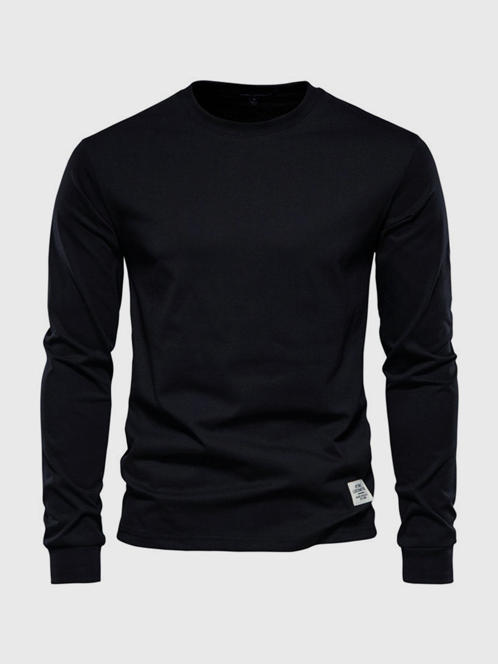 Men's long sleeve crew neck sweatshirt with ribbed cuffs and hem