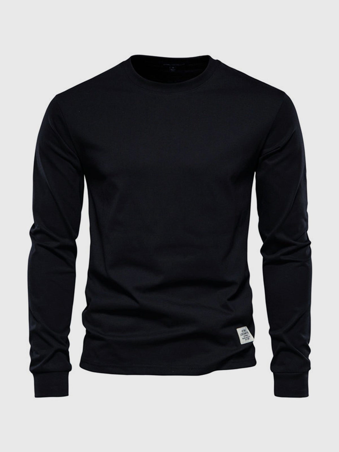 Men's long sleeve crew neck sweatshirt with ribbed cuffs and hem