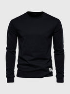 Men's long sleeve crew neck sweatshirt with ribbed cuffs and hem