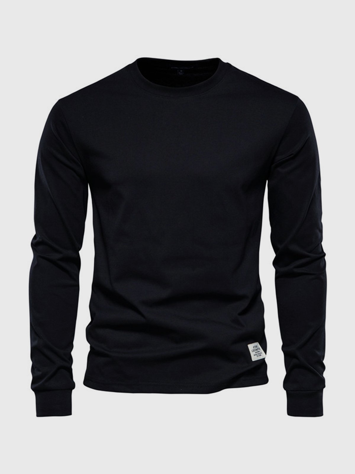 Men's long sleeve crew neck sweatshirt with ribbed cuffs and hem