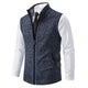 Men's knitted zip-front vest with high collar and pockets