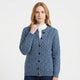 Women's textured cable knit cardigan with crew neck, long sleeves and button front