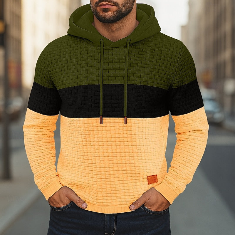 Men's Colour Block Waffle Hoodie