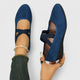Women's Mary Jane wedge shoes with cross straps and rounded toe