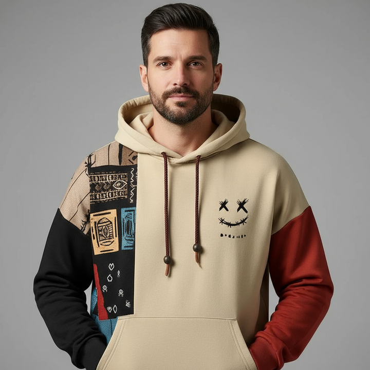 Men's Colour Block Patchwork Hoodie