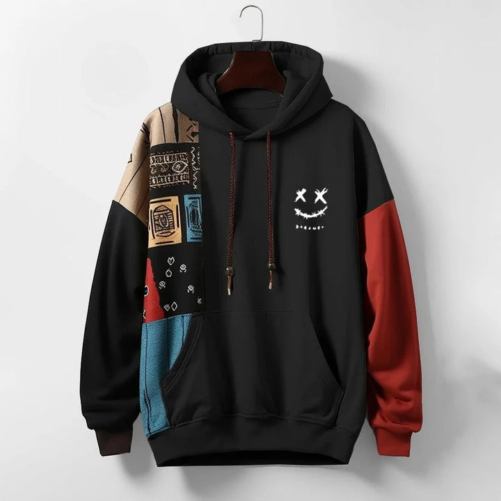 Men's Colour Block Patchwork Hoodie