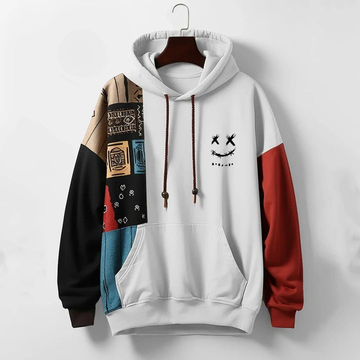 Men's Colour Block Patchwork Hoodie