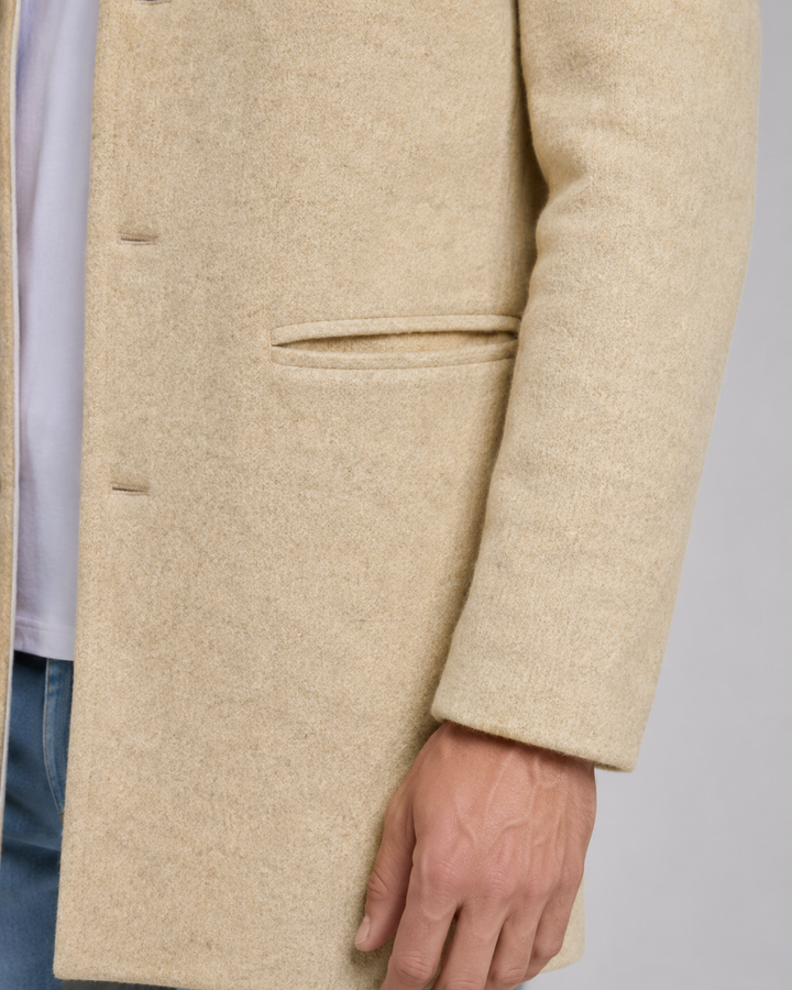 Men's Stand Collar Wool-Blend Look Coat