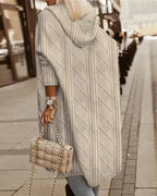 Women's longline cable knit hooded cardigan