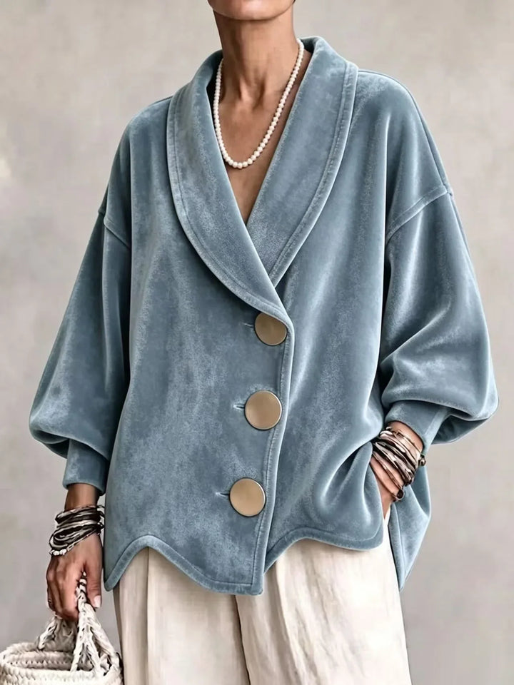 Women's Velvet Shawl-Collar Cardigan Jacket