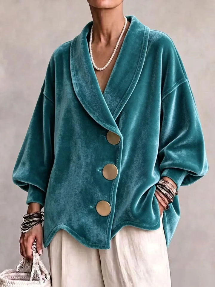 Women's Velvet Shawl-Collar Cardigan Jacket
