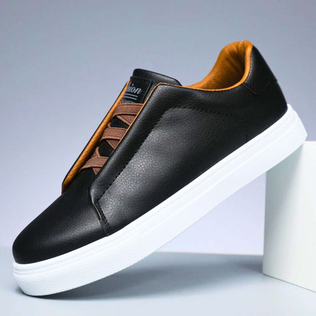 Unisex low-top panelled sneakers with lace-up front and flat sole