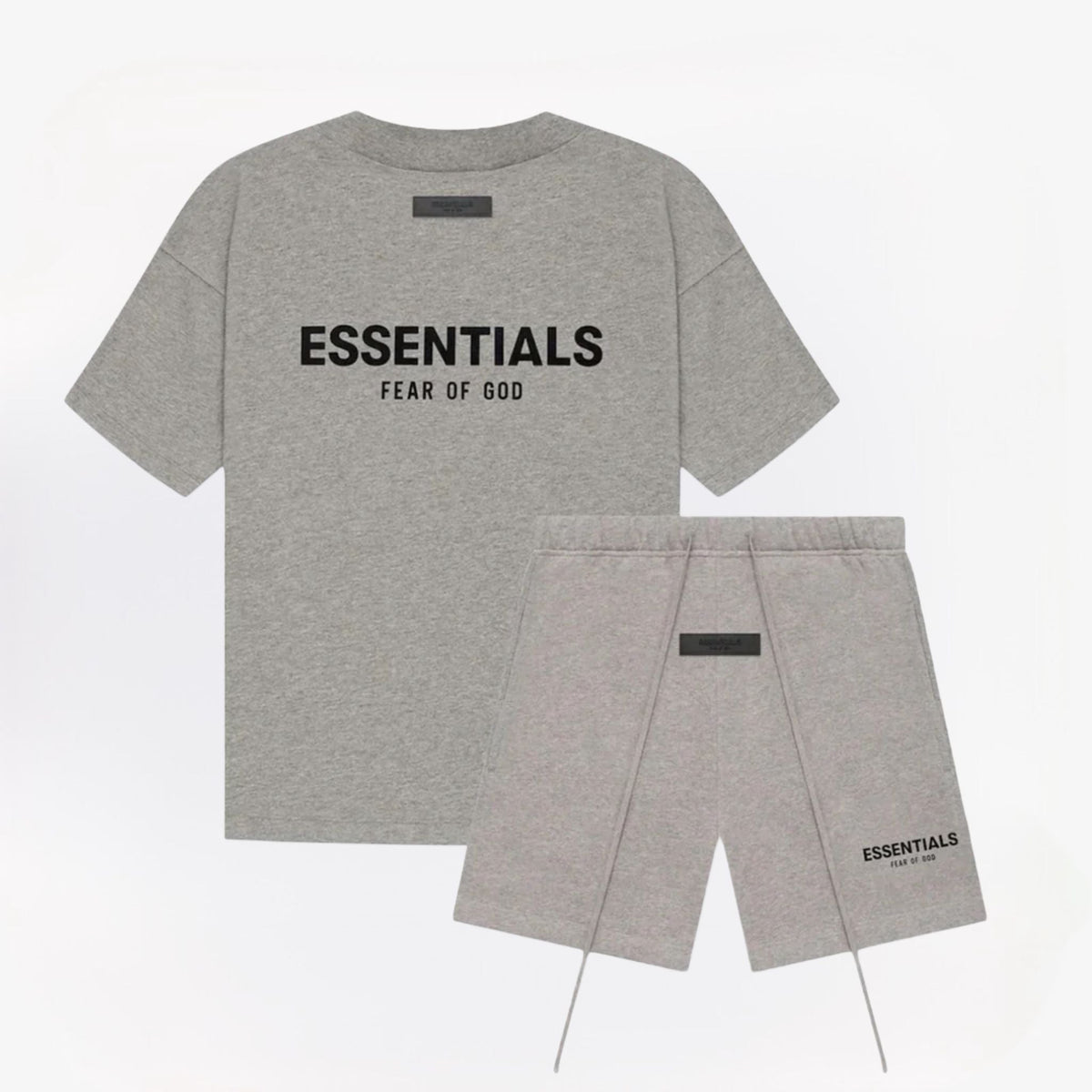 Men's crew-neck T-shirt and matching above-knee shorts set with printed wording